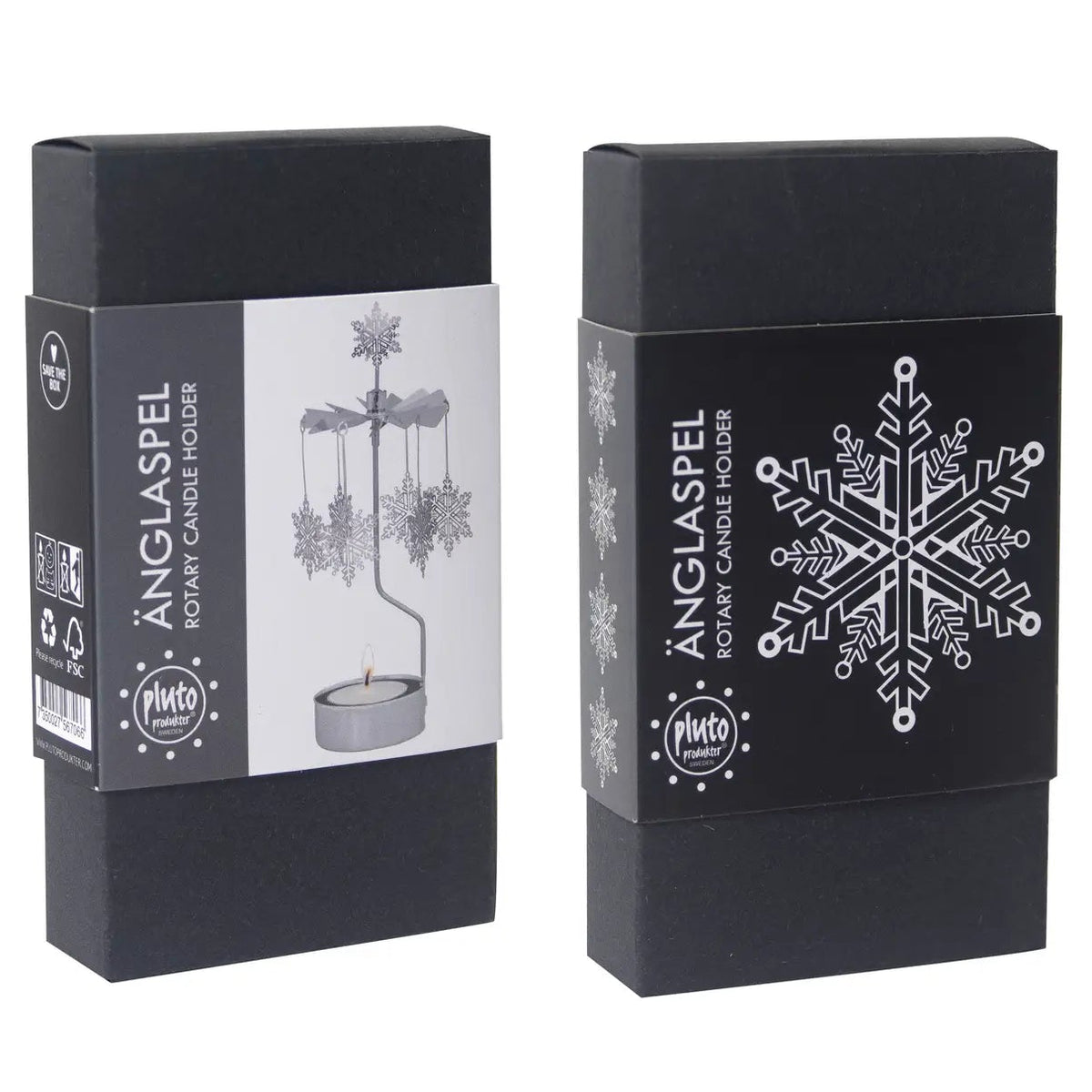 Talla Rotary Tealight Spinning Candle Holder – White Snowflake – 2.8" x 6.5"
