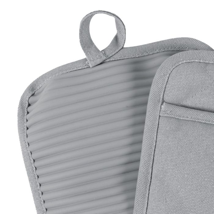 CatCora Pot Holder – Heavyweight Exterior | Quilted Lining | Non-Slip Silicone – Gray