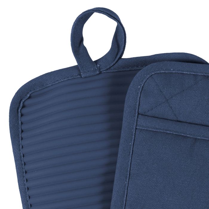 CatCora Pot Holder – Heavyweight Exterior | Quilted Lining | Non-Slip Silicone – Navy