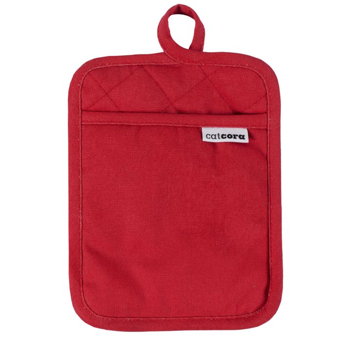 CatCora Pot Holder – Heavyweight Exterior | Quilted Lining | Non-Slip Silicone – Red