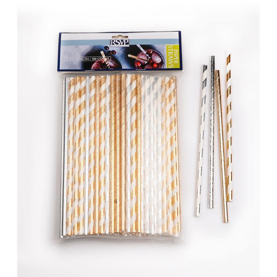 Paper Drinking Straws – Metallic – 100ct