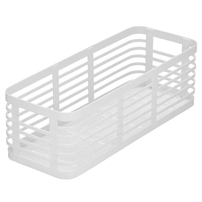 mDesign Carson Steel Organizer Basket – Matte White – 16” x 6” x 5"