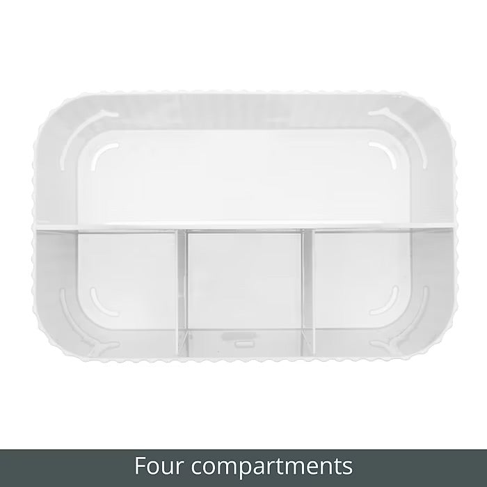 mDesign 4-Section Plastic Caddy Organizer with Handle – White