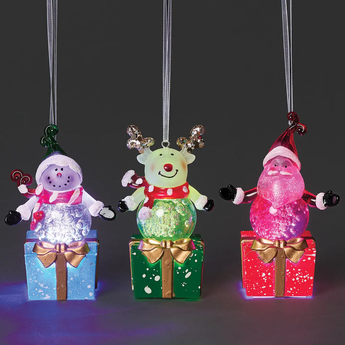 Lighted Present Ornament - 4."H – Assorted Colors – Each Sold Separately