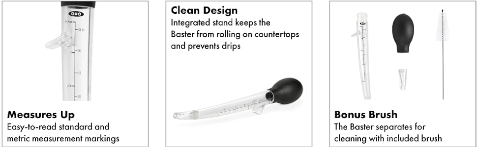 OXO Good Grips Angled Turkey Baster with Cleaning Brush – Black