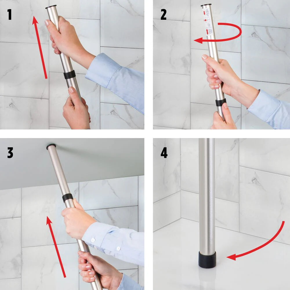 iDesign York Metal Wire Tension Rod Corner Caddy 2 – Silver