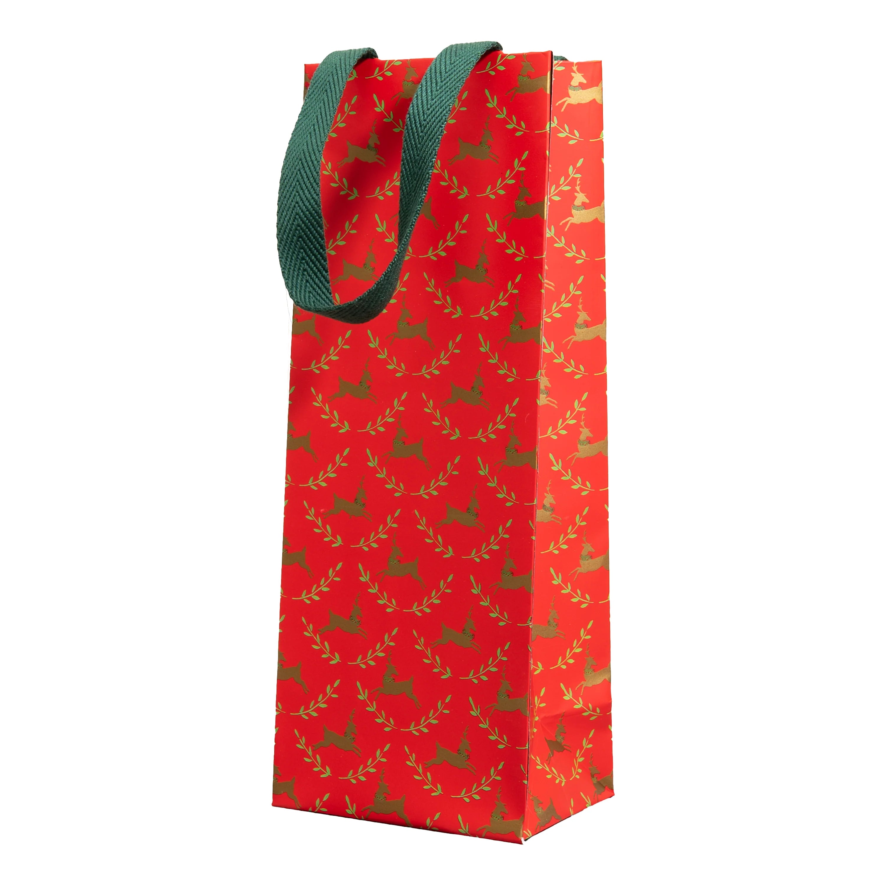 Caspari Little Reindeer Wine Bottle Gift Bag
