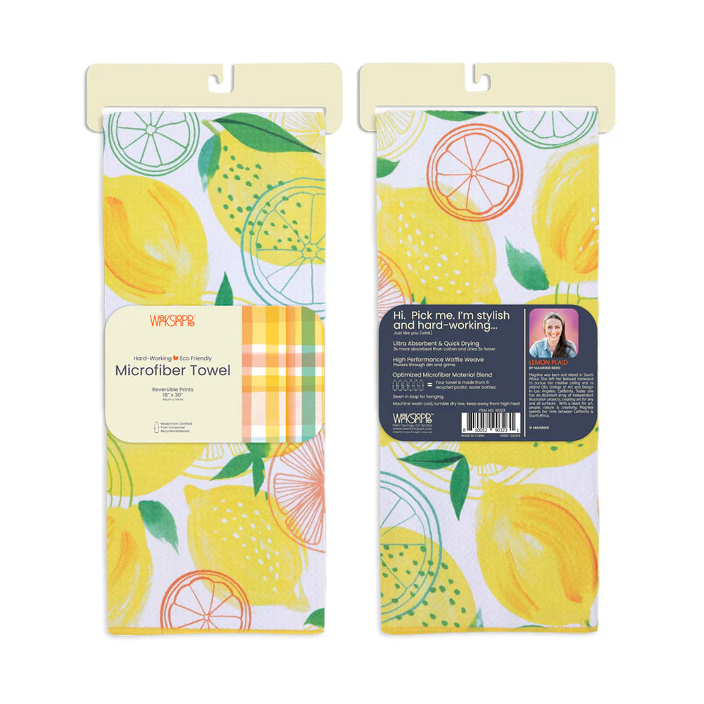 Werkshoppe Microfiber Double Sided Kitchen Towel – Lemon Plaid