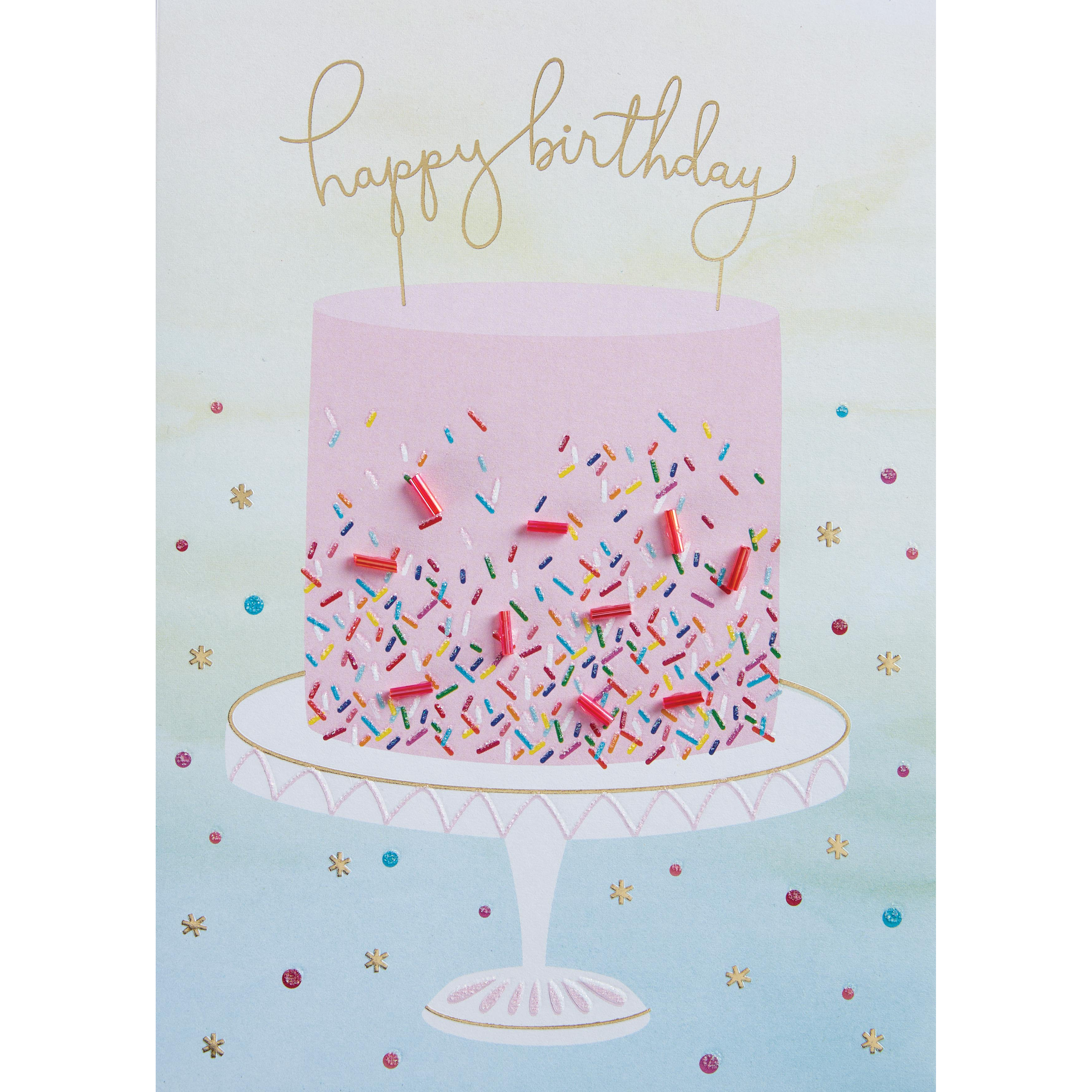 Design Design Handcrafted Birthday Card – Sprinkles Cake – 1 Card & 1 Envelope