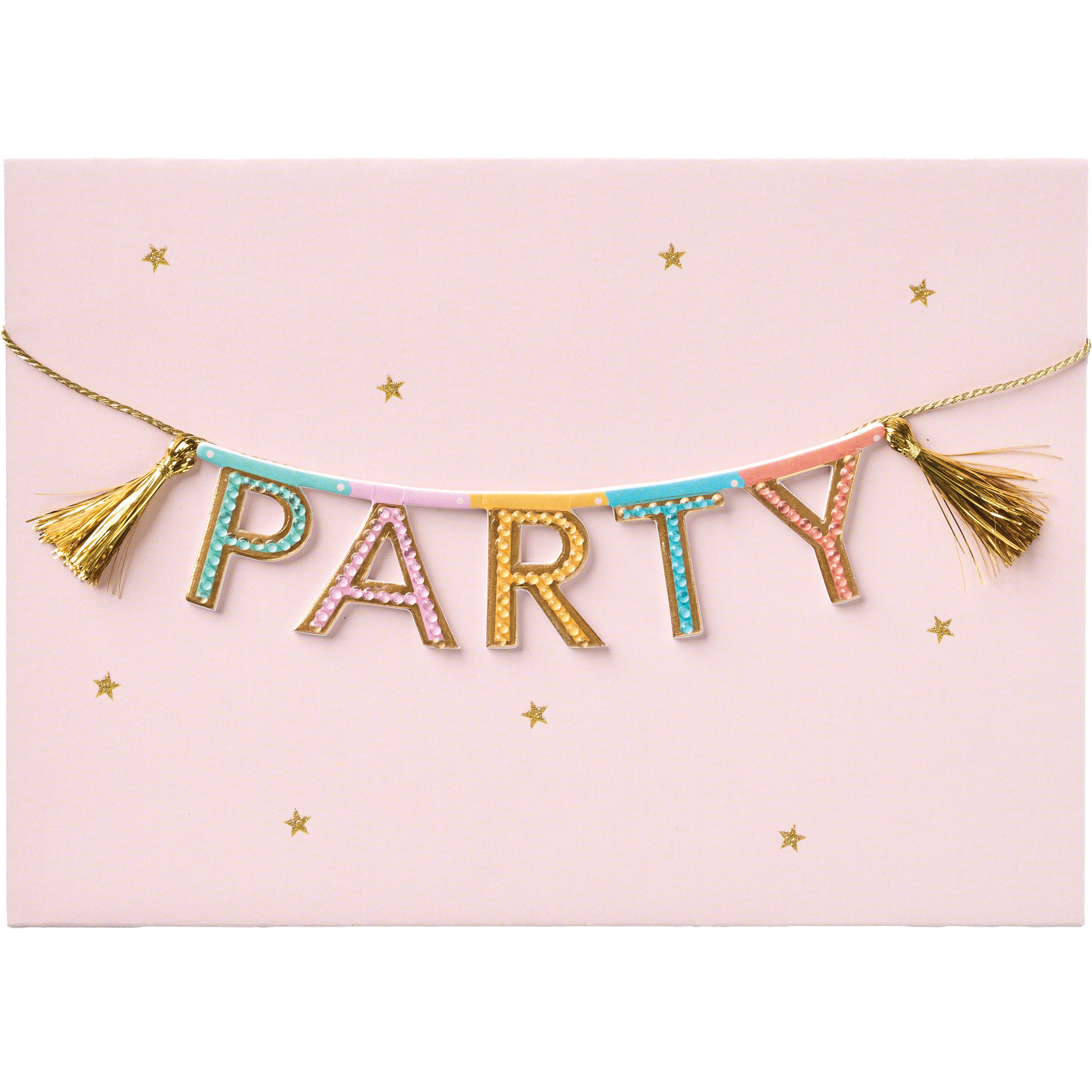 Design Design Handcrafted Birthday Card – Party Time Banner – 1 Card & 1 Envelope