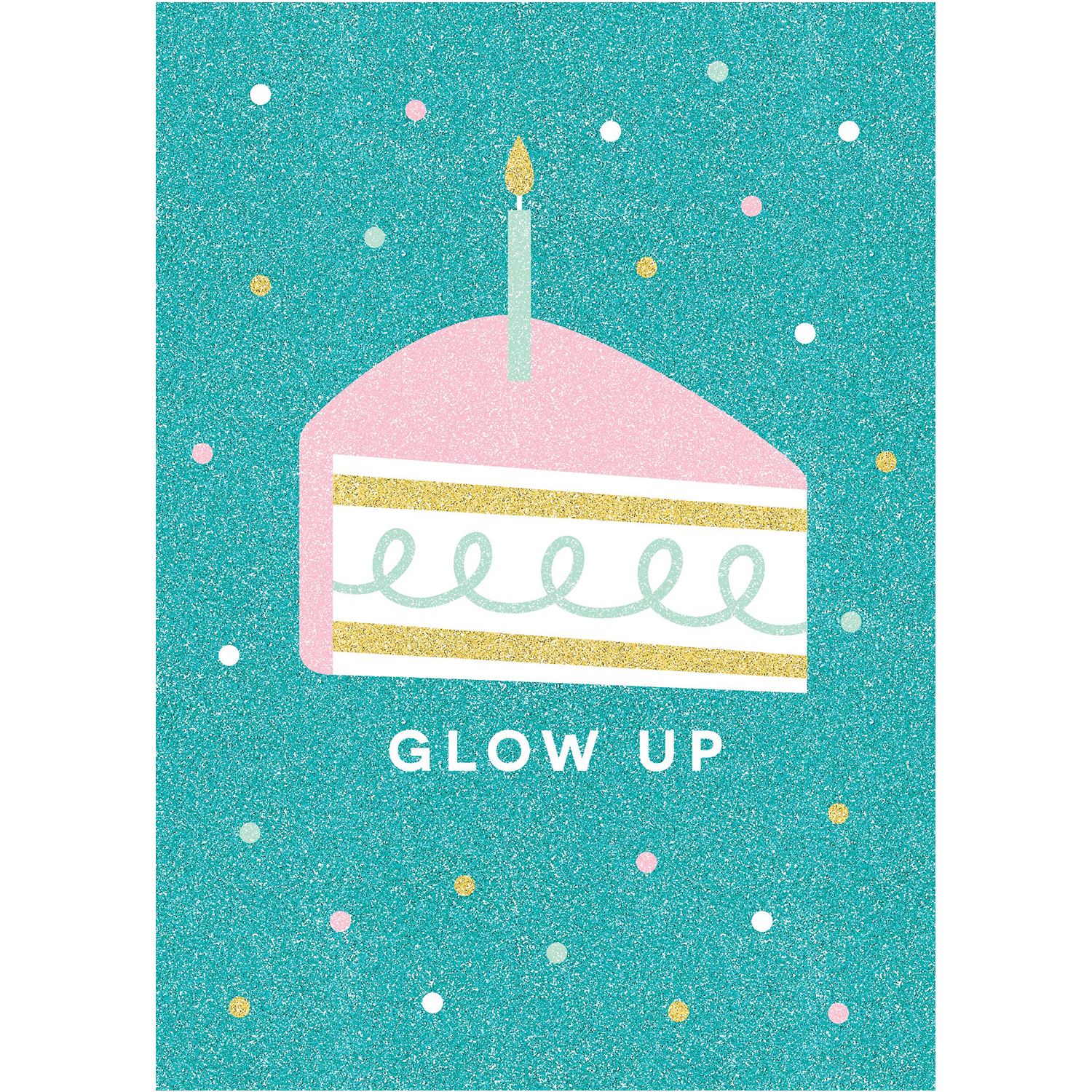Design Design Handcrafted Birthday Card – Glitter Cake Slice – 1 Card & 1 Envelope