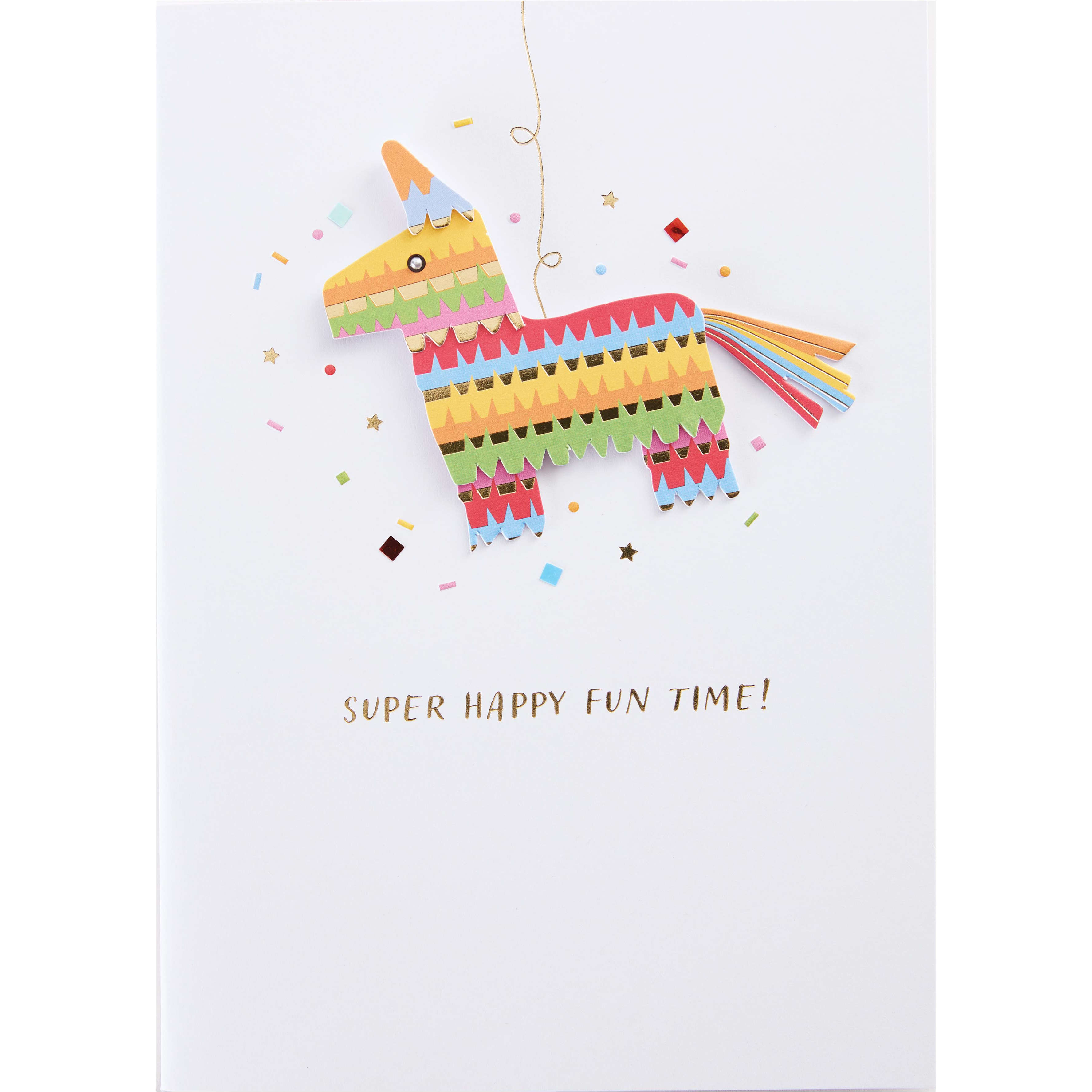 Design Design Handcrafted Birthday Card – Fringed Pinata – 1 Card & 1 Envelope