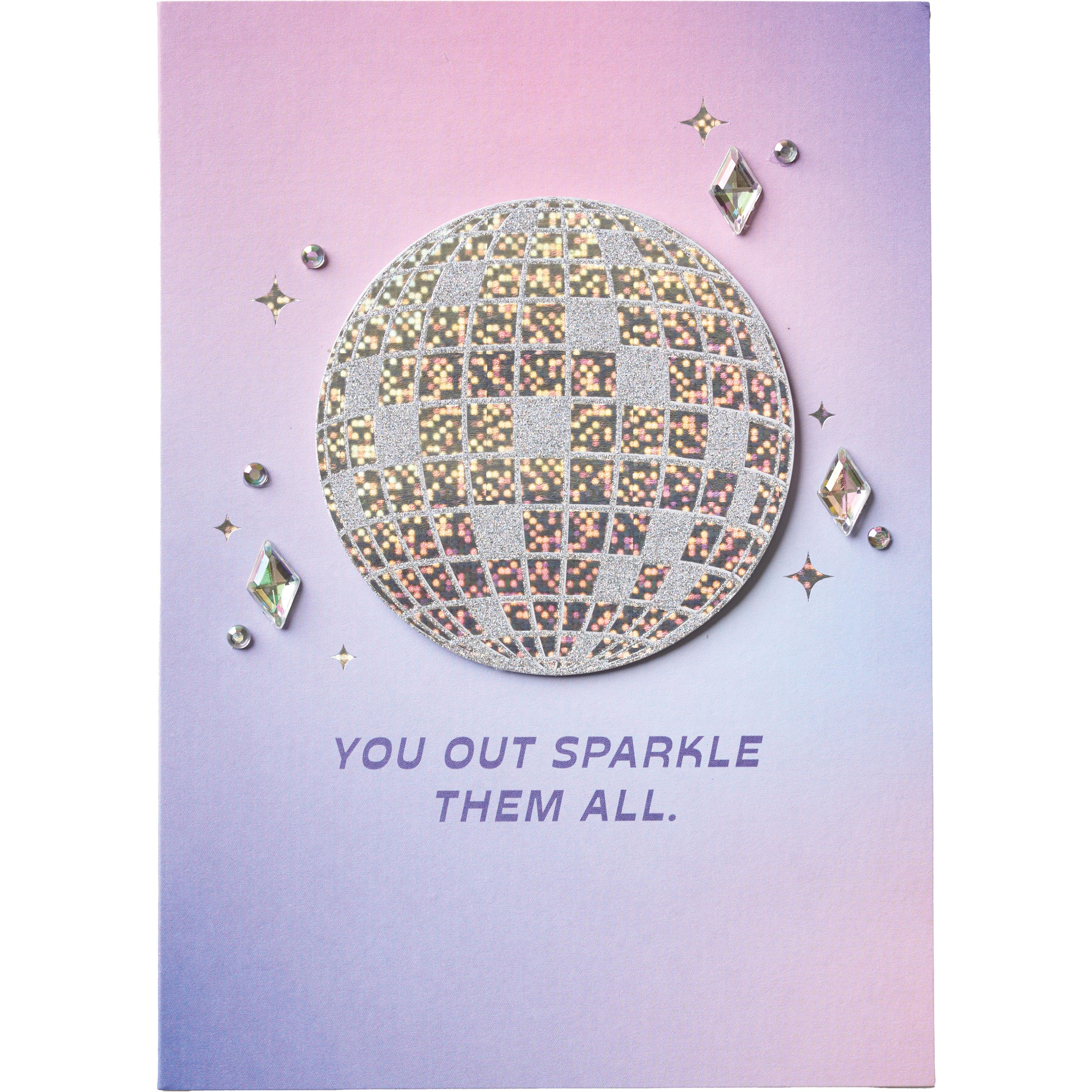 Design Design Handcrafted Birthday Card – Glitzy Disco Ball – 1 Card & 1 Envelope