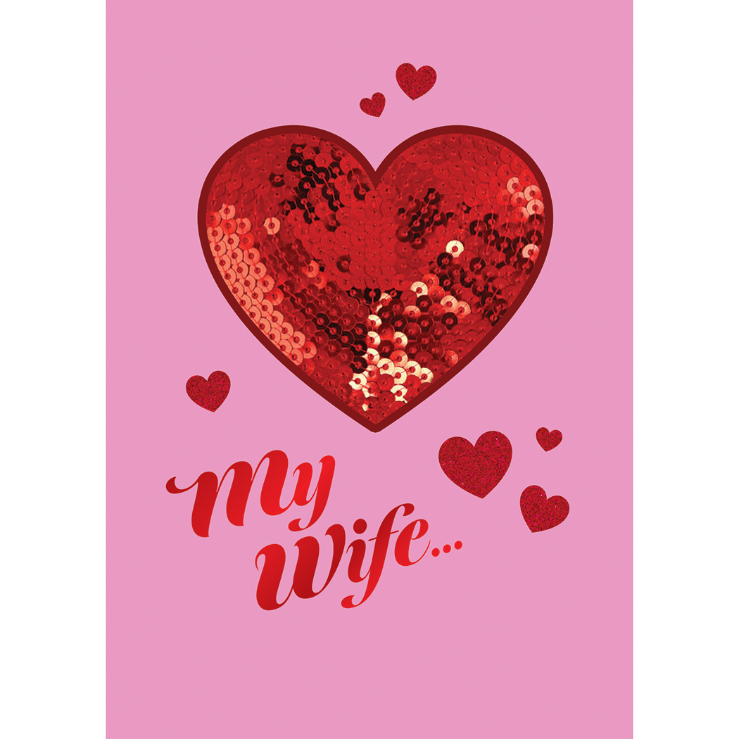 Design Design Handcrafted Valentines Card – All My Love Sequin Heart – 1 Card & 1 Envelope