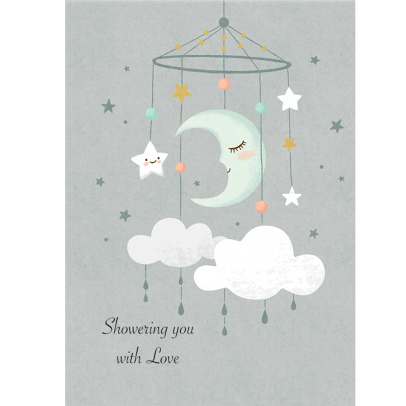 Design Design Handcrafted Baby Shower Card – Celestial Baby Mobile – 1 Card & 1 Envelope