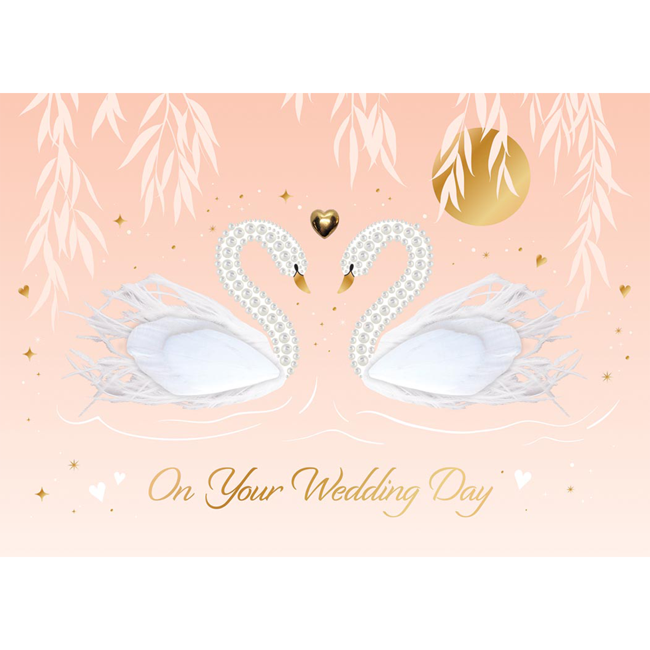 Design Design Handcrafted Wedding Card – Swans – 1 Card & 1 Envelope
