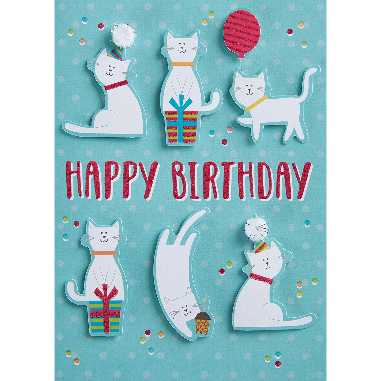 Design Design Handcrafted Birthday Card – Cat – 1 Card & 1 Envelope