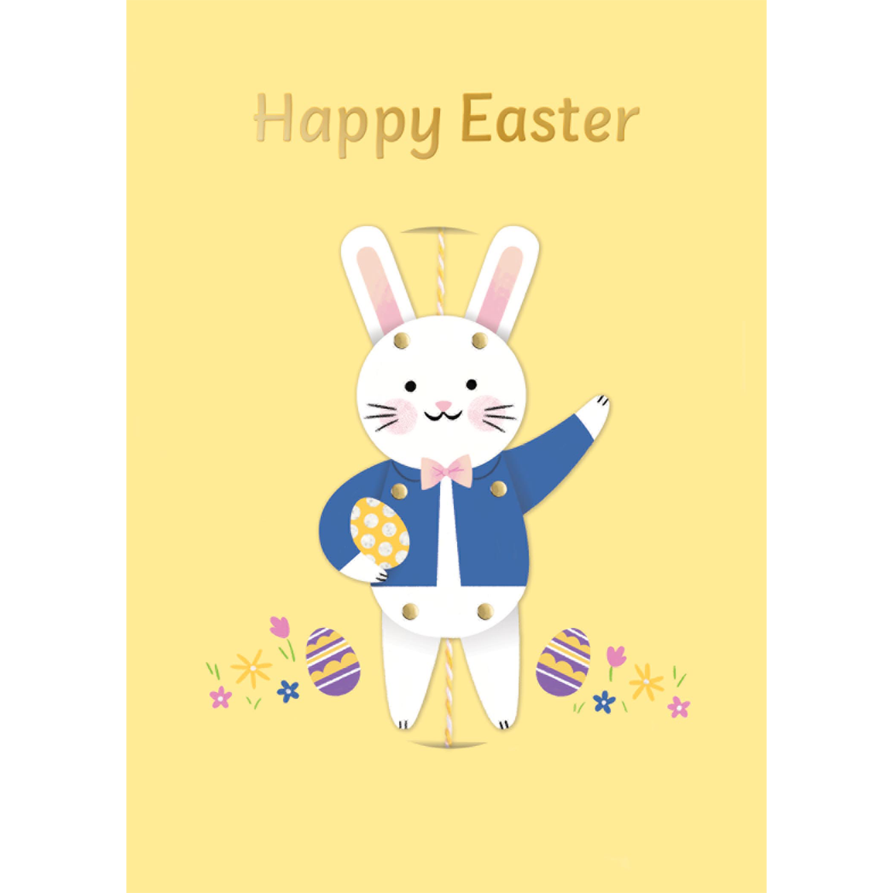 Design Design Handcrafted Easter Card – Jumping Bunny – 1 Card & 1 Envelope