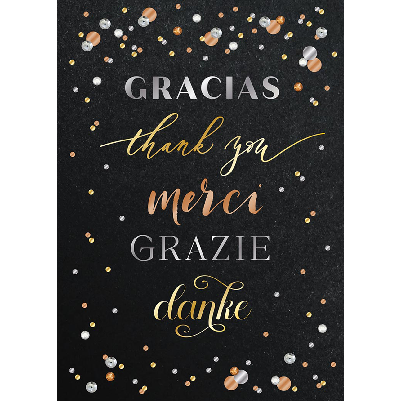 Design Design Handcrafted Card – Mixed Metallics Thank You – 1 Card & 1 Envelope