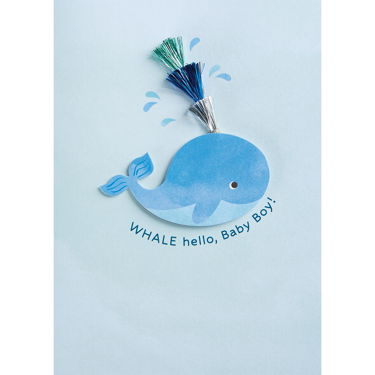 Design Design Handcrafted Card – Baby Boy Whale – 1 Card & 1 Envelope