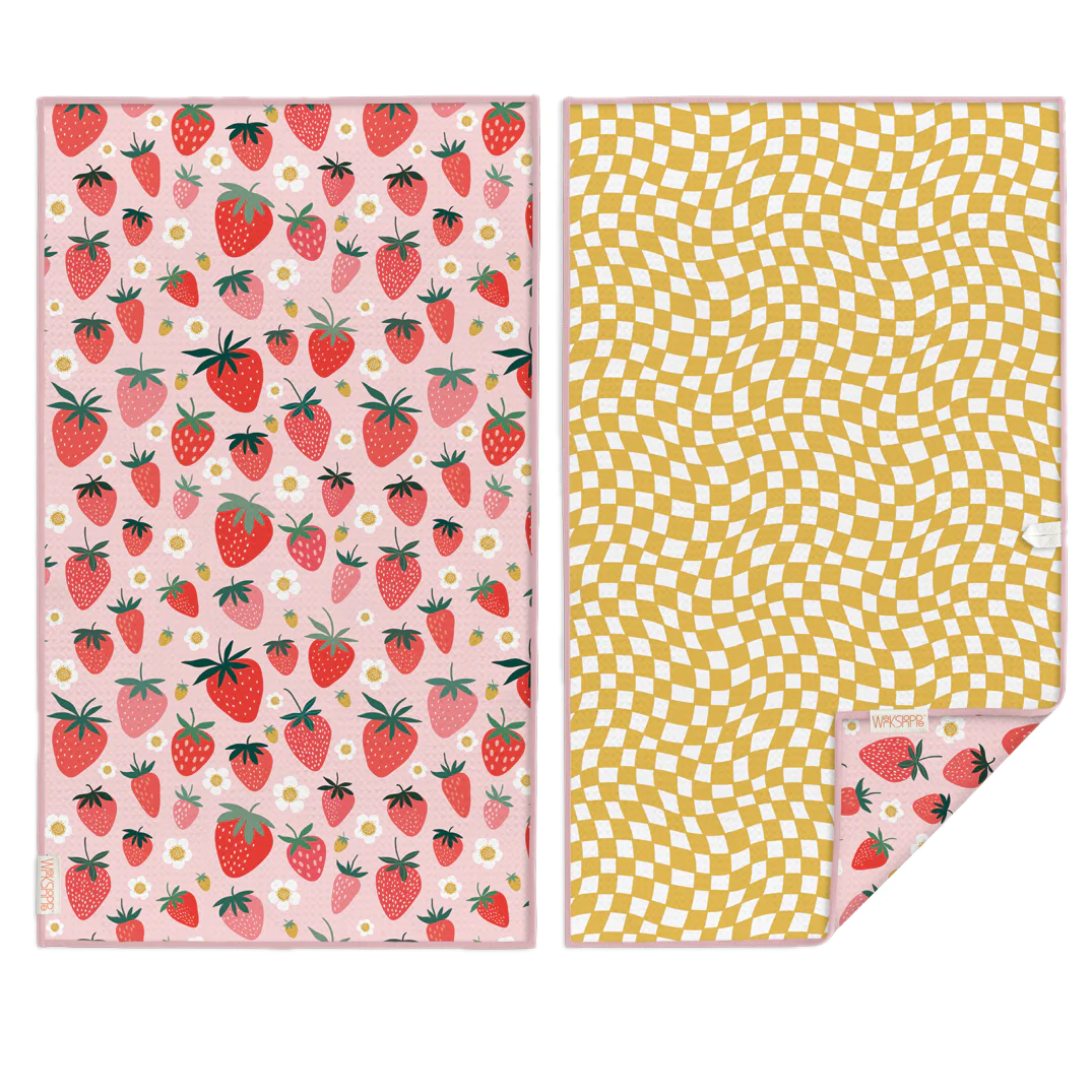 Werkshoppe Microfiber Double Sided Kitchen Towel – Strawberry Check