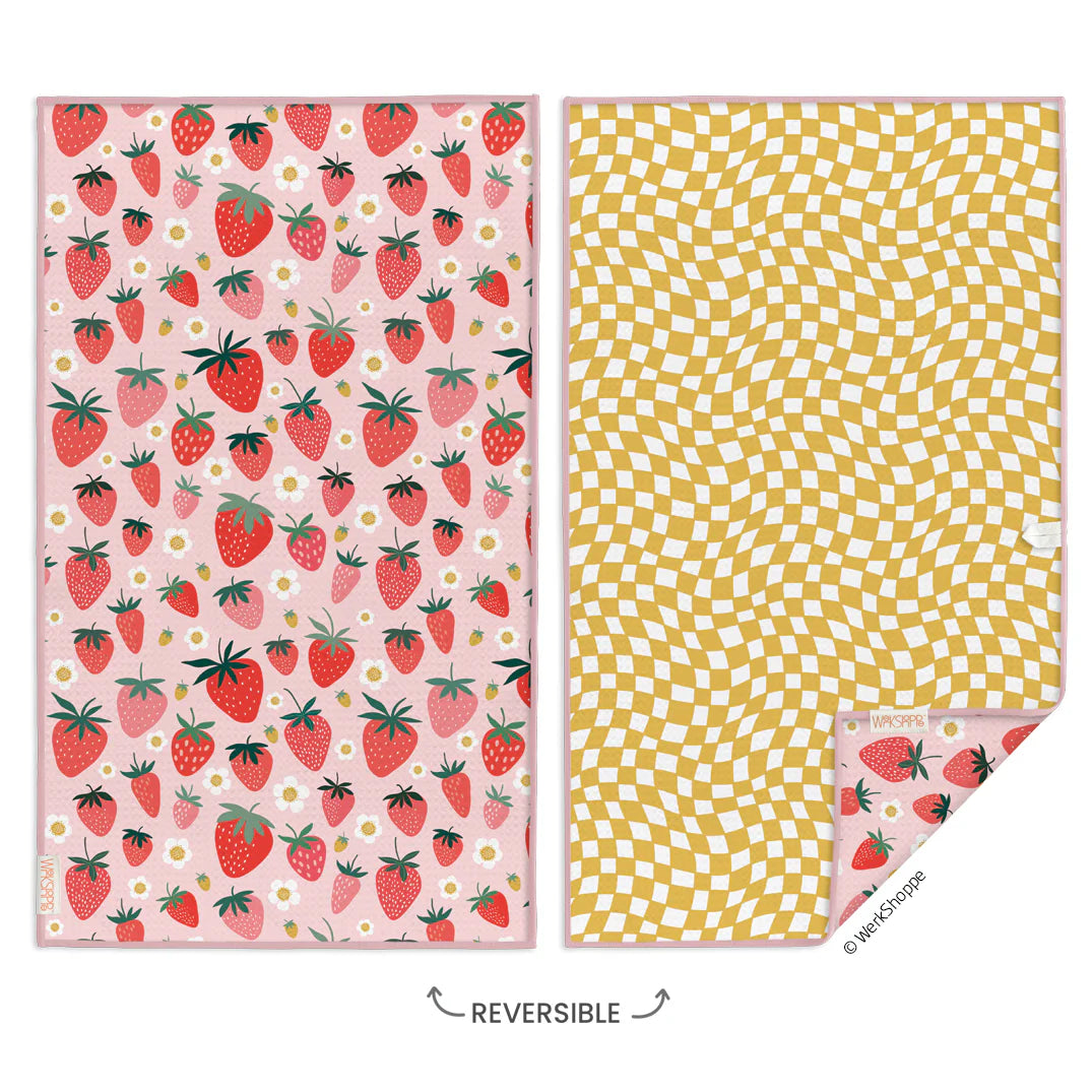 Werkshoppe Microfiber Double Sided Kitchen Towel – Strawberry Check