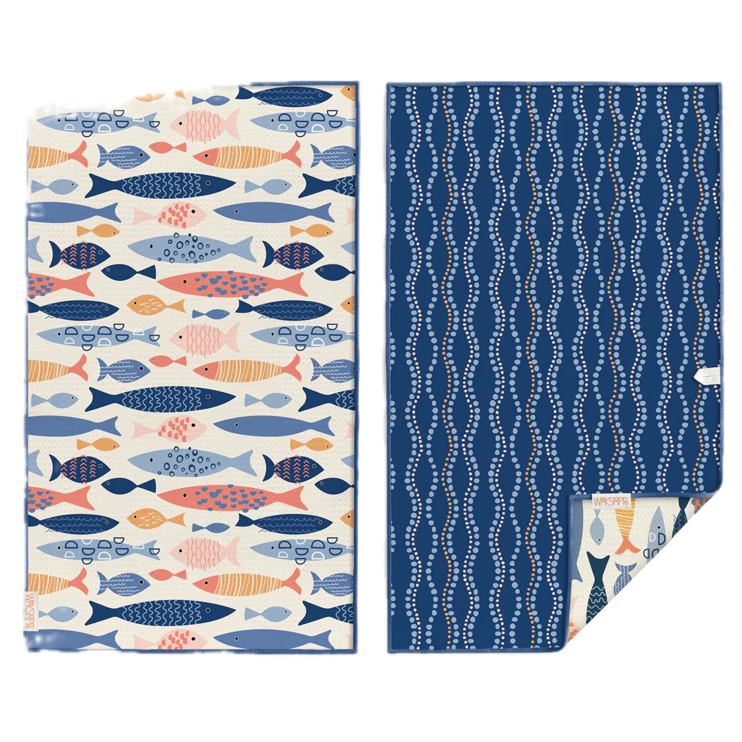 Werkshoppe Microfiber Double Sided Kitchen Towel – School of Fish
