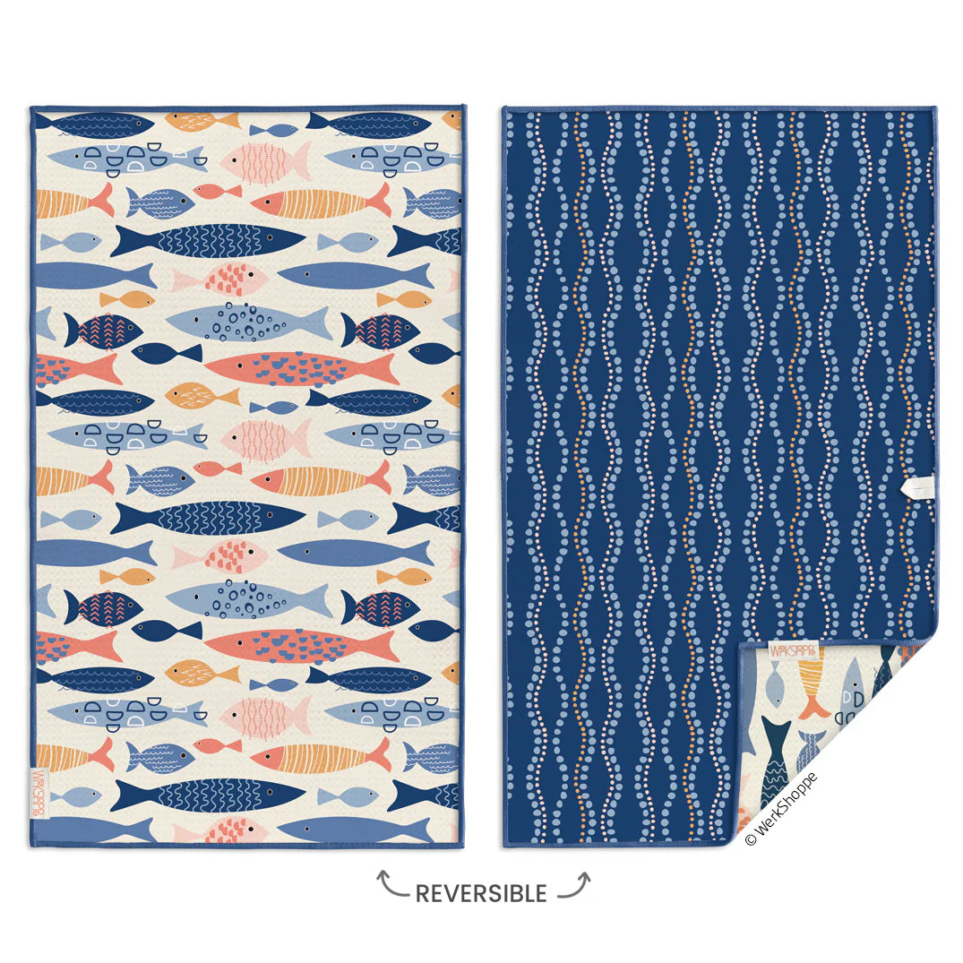 Werkshoppe Microfiber Double Sided Kitchen Towel – School of Fish