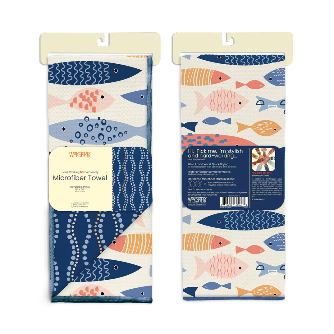 Werkshoppe Microfiber Double Sided Kitchen Towel – School of Fish