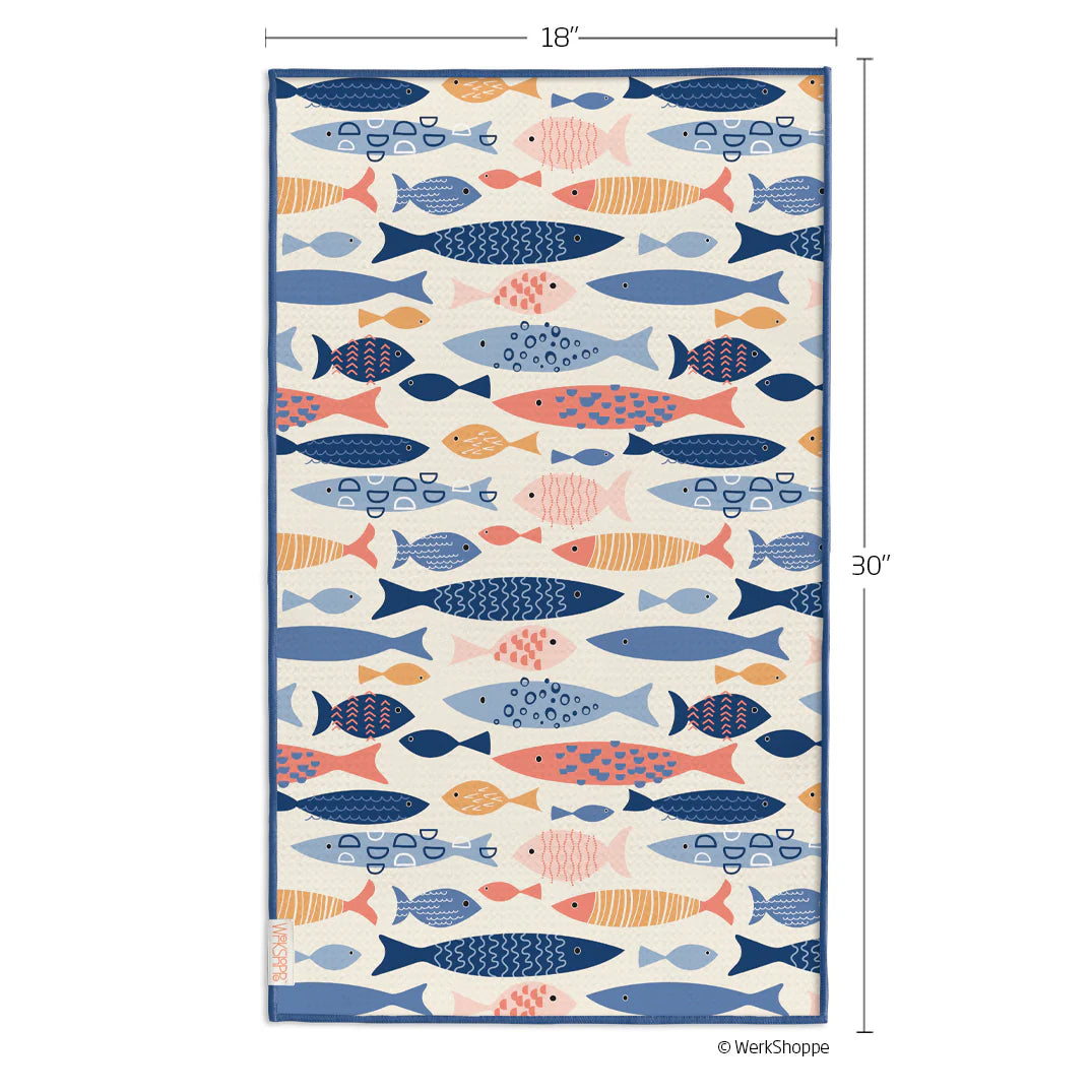 Werkshoppe Microfiber Double Sided Kitchen Towel – School of Fish