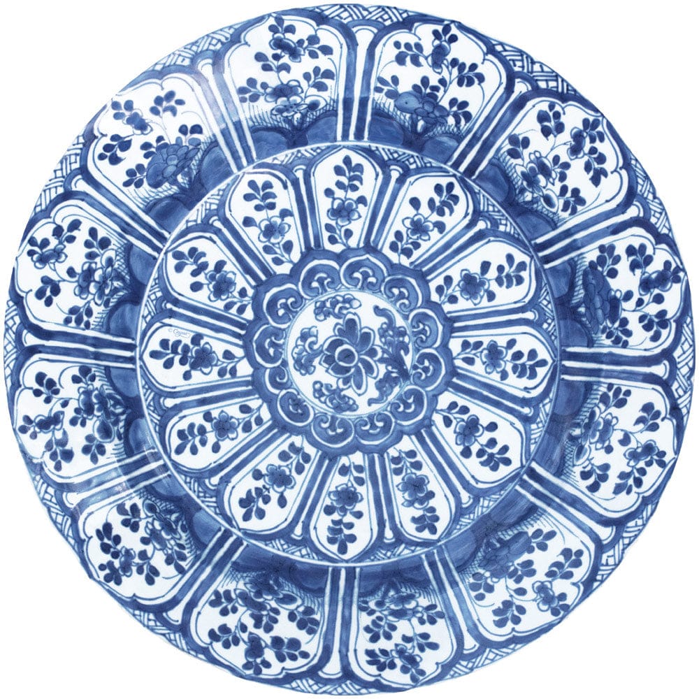 Caspari Indigo Garden Blue/White Round Paper Placemats - 12 Per Package
