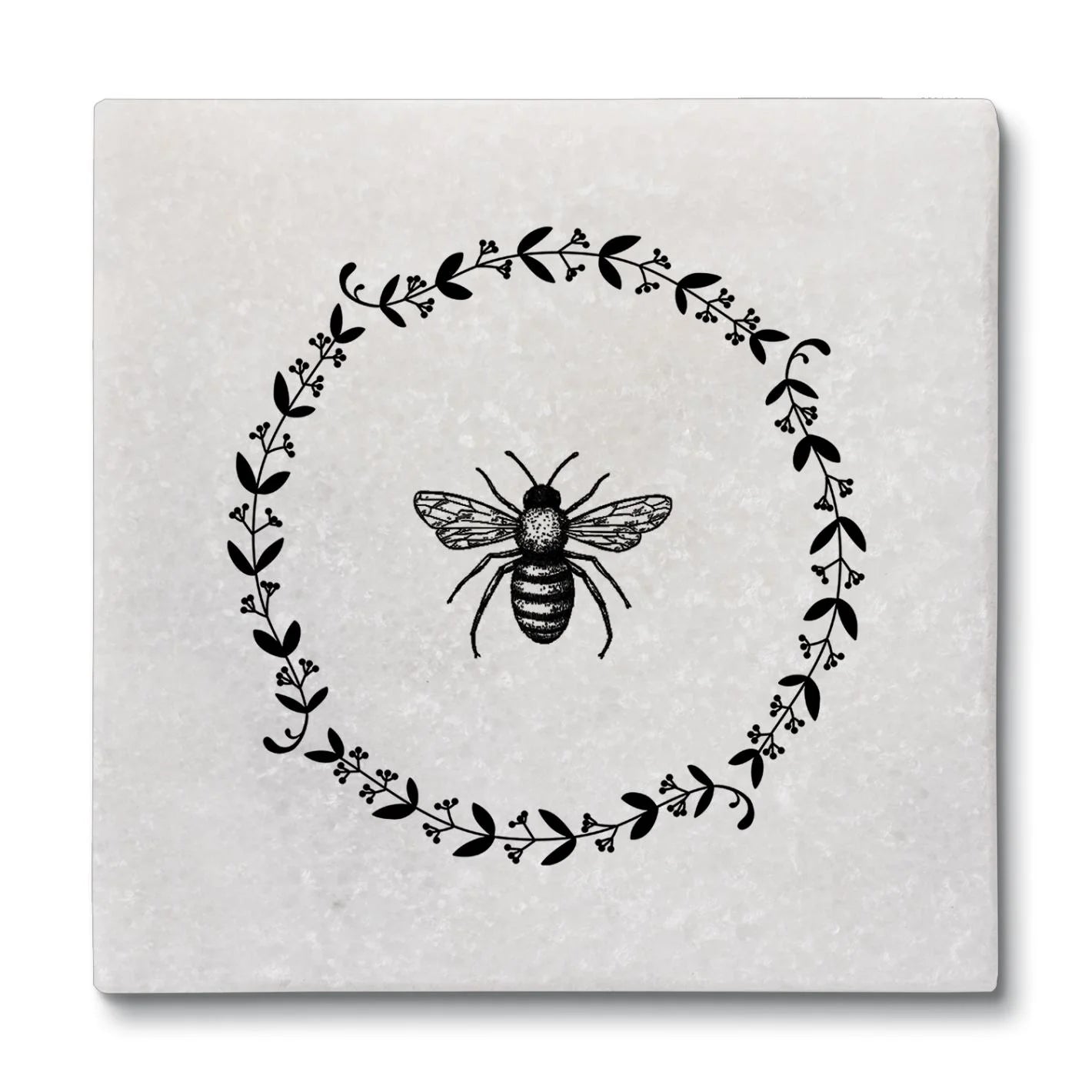 CounterArt Natural Marble Cork Backed Stone Coasters – "Bee" – Set of 4