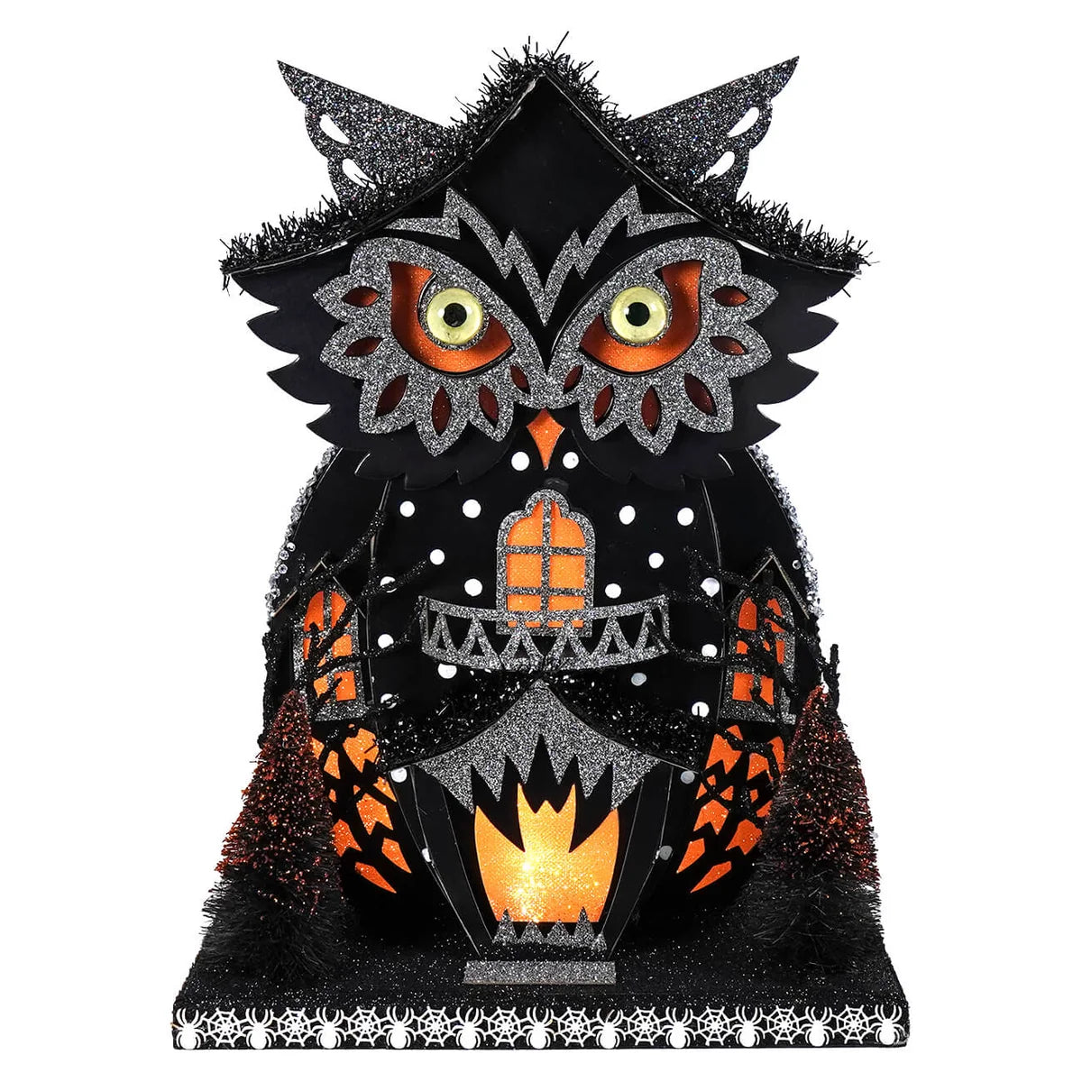Lighted Owl House - 3 Assorted Styles – Each Sold Separately – 12" x 14"