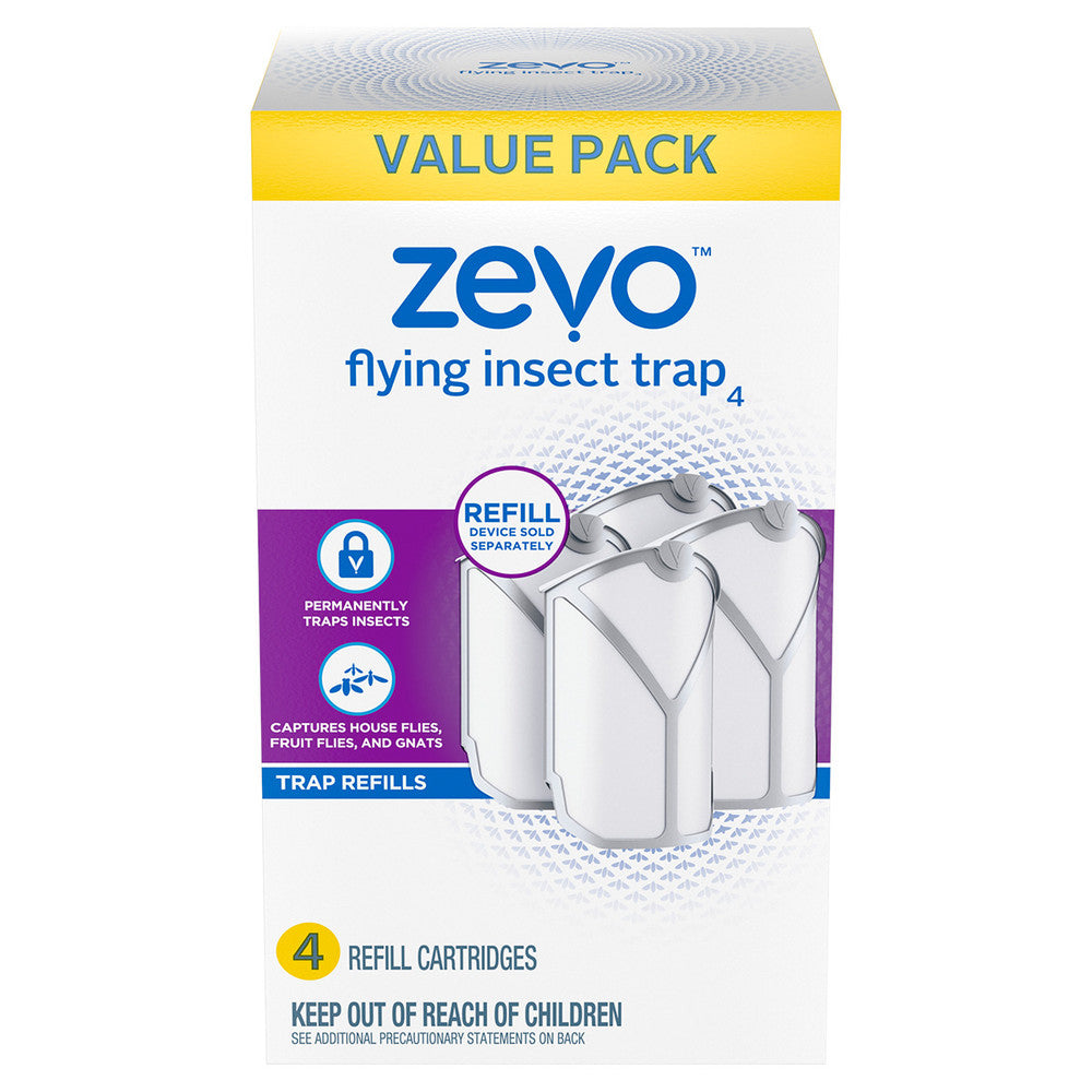 Zevo Flying Insect Trap Refill Cartridges (6-Pack) For Model 4, Indoor Plug-in, White