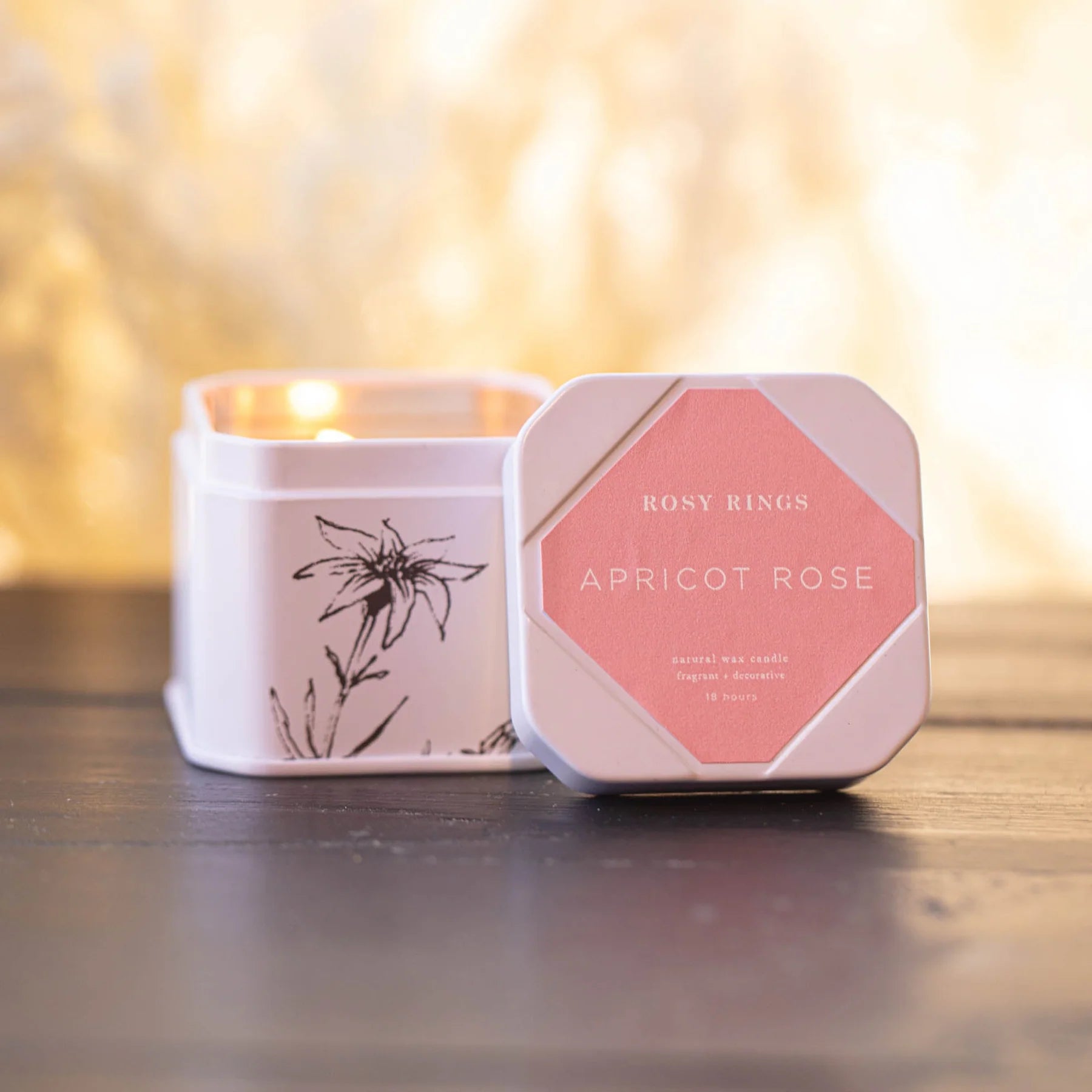 Rosie Rings Petite Tin Candle - 3oz. – Apricot Rose