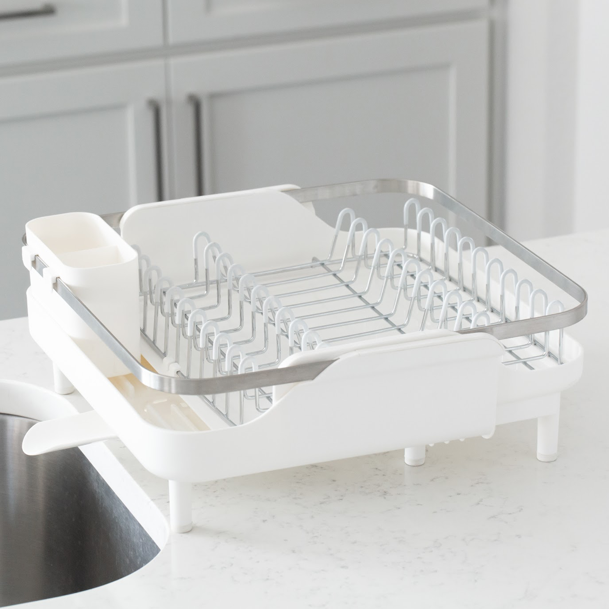 Large Expanding Dish Rack - White