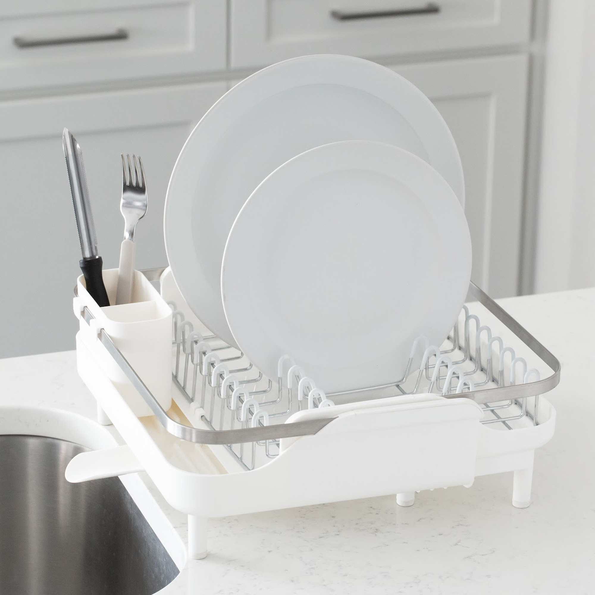 Large Expanding Dish Rack - White