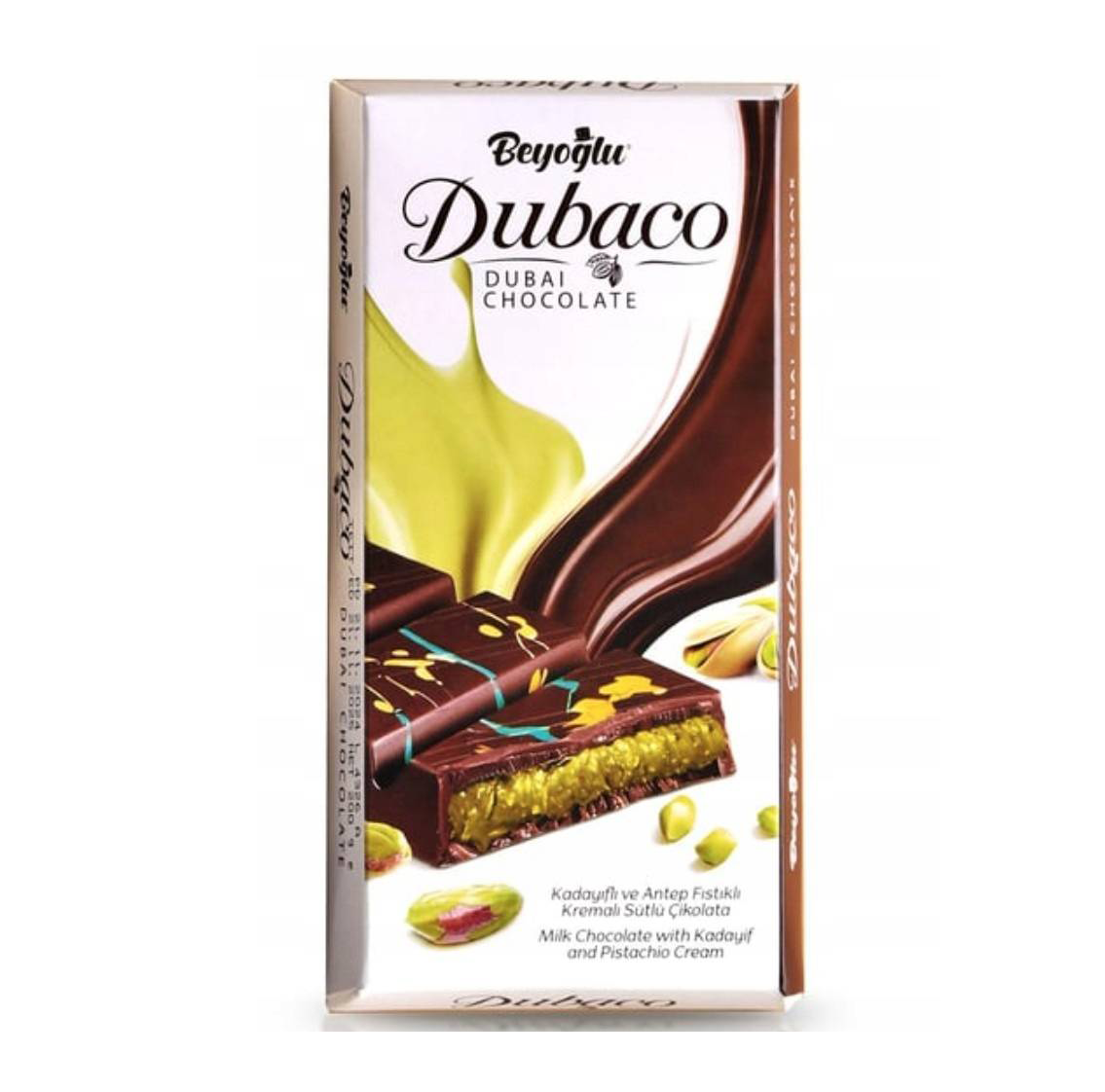 Beyoglu Dubaco Dubai Pistachio Kataifi Milk Chocolate Bar – 95g **