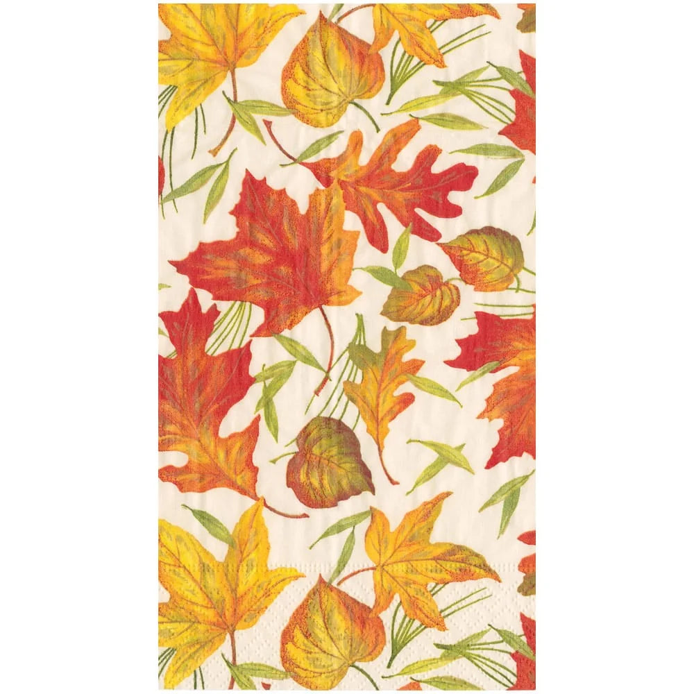 Caspari Woodland Leaves Ivory Paper Guest Towel – 15pk