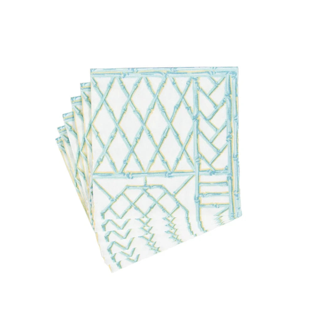 Caspari Paper Linen Airlaid Cocktail Napkins - Bamboo Screen – 15pk