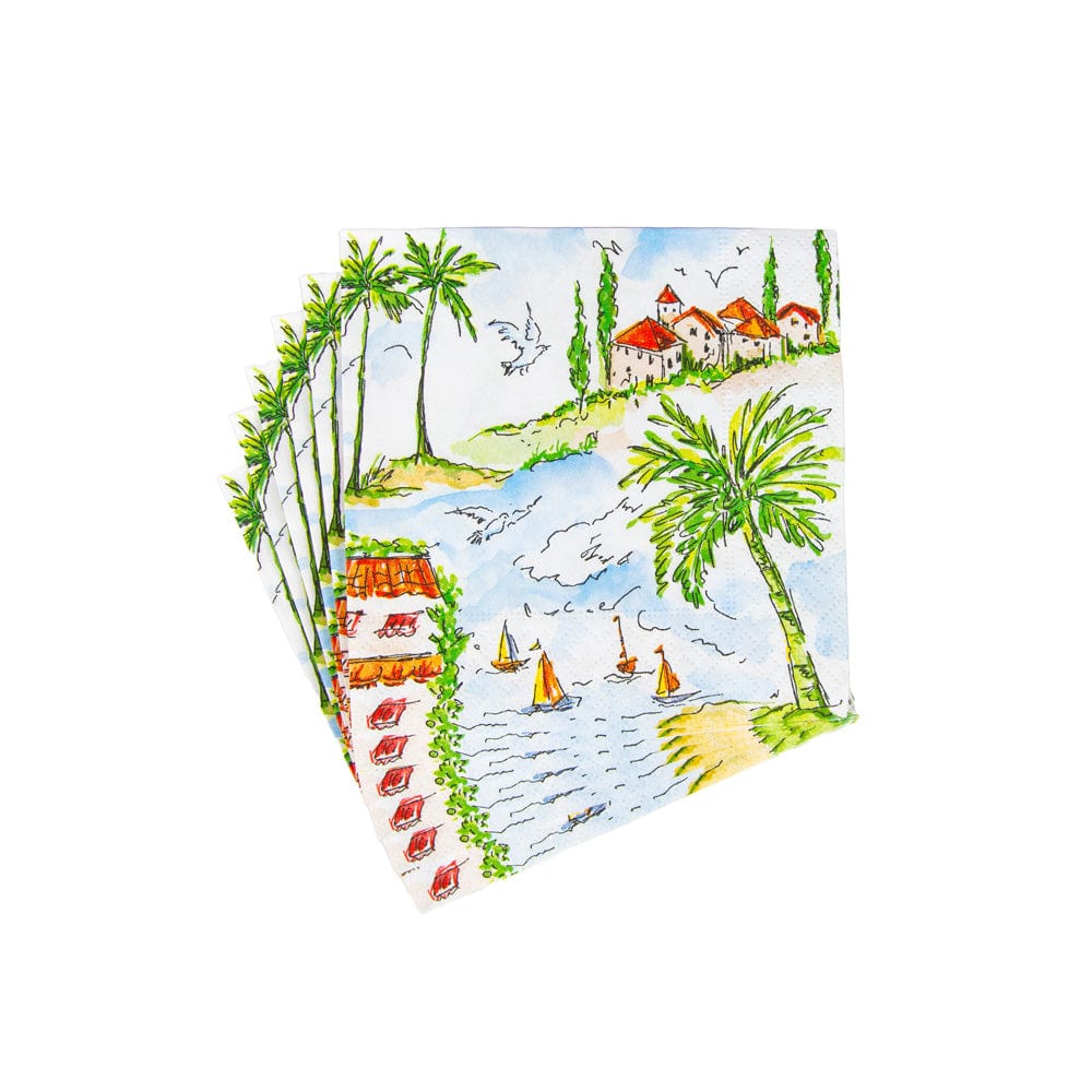 Caspari Mallorca Cocktail Napkins – 20pk