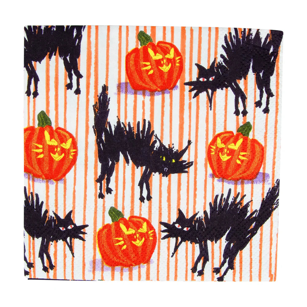 Caspari Halloween Cats Cocktail Napkin - 20pk