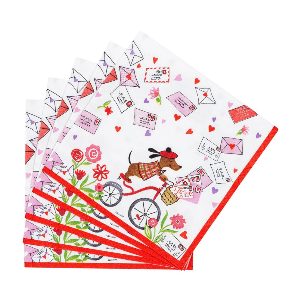 Caspari Love Notes Paper Cocktail Napkins – 20pk