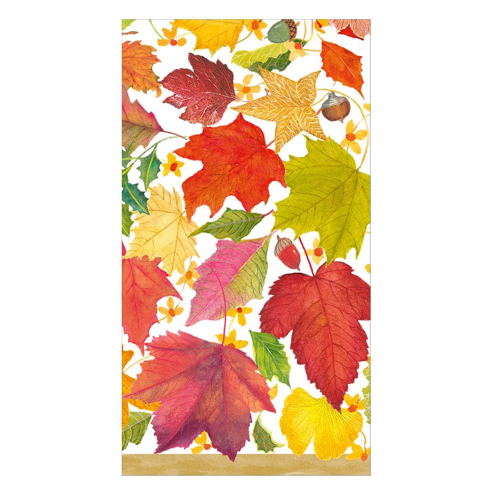 Caspari Swirling Leaves White Paper Guest Towel – 15 Pk