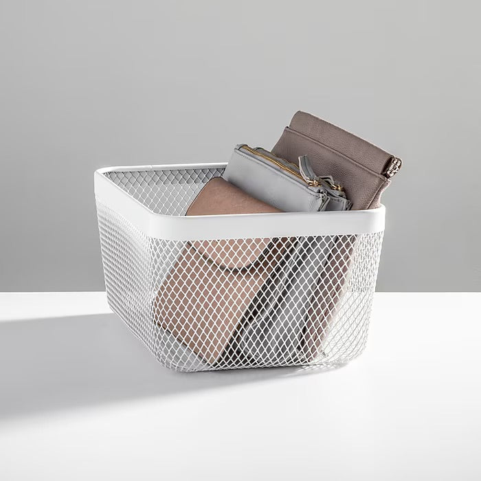 mDesign Wire Mesh Basket – White – 12” x 9” x 6"