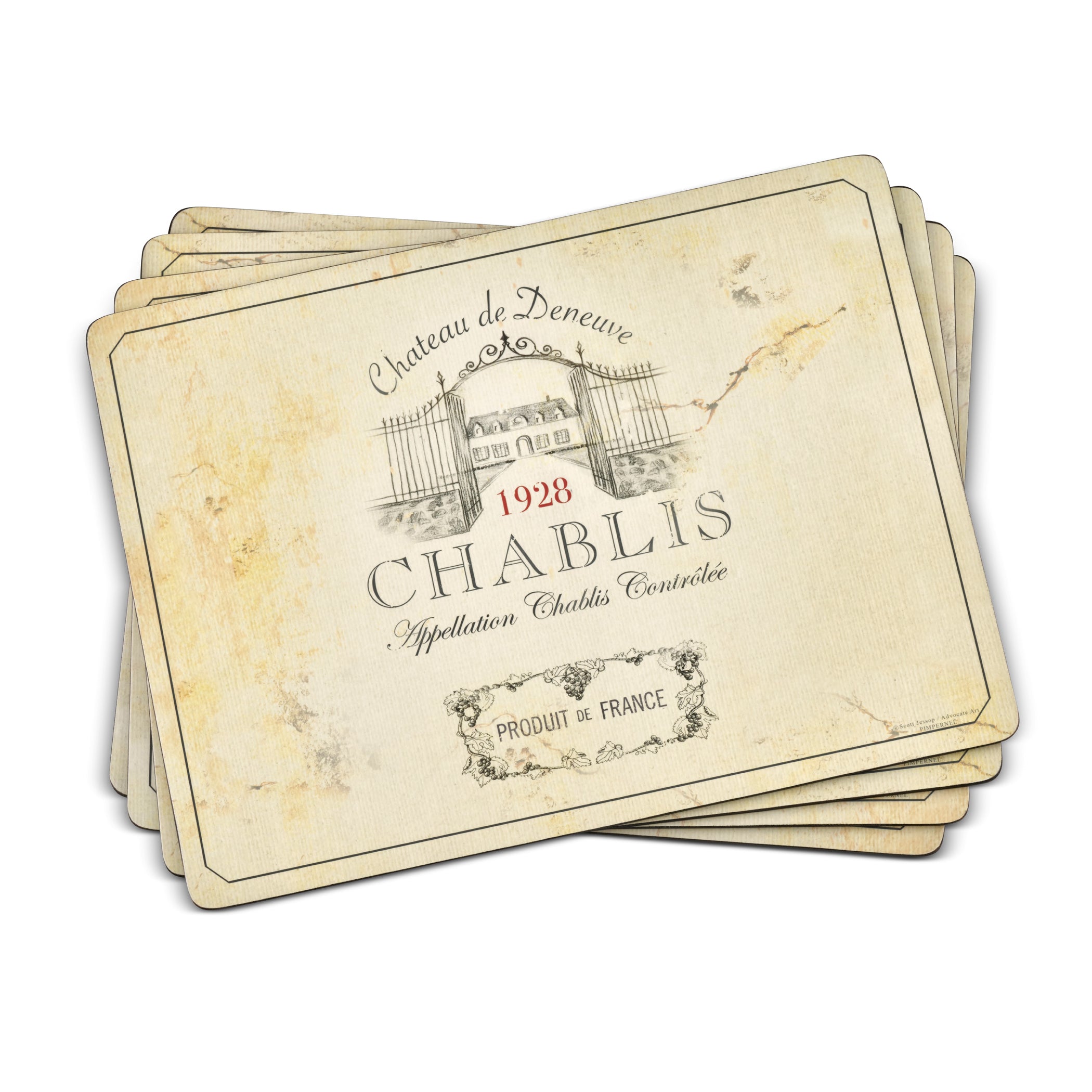 Vin de France Cork Bottom Hard Placemats – Set of 4
