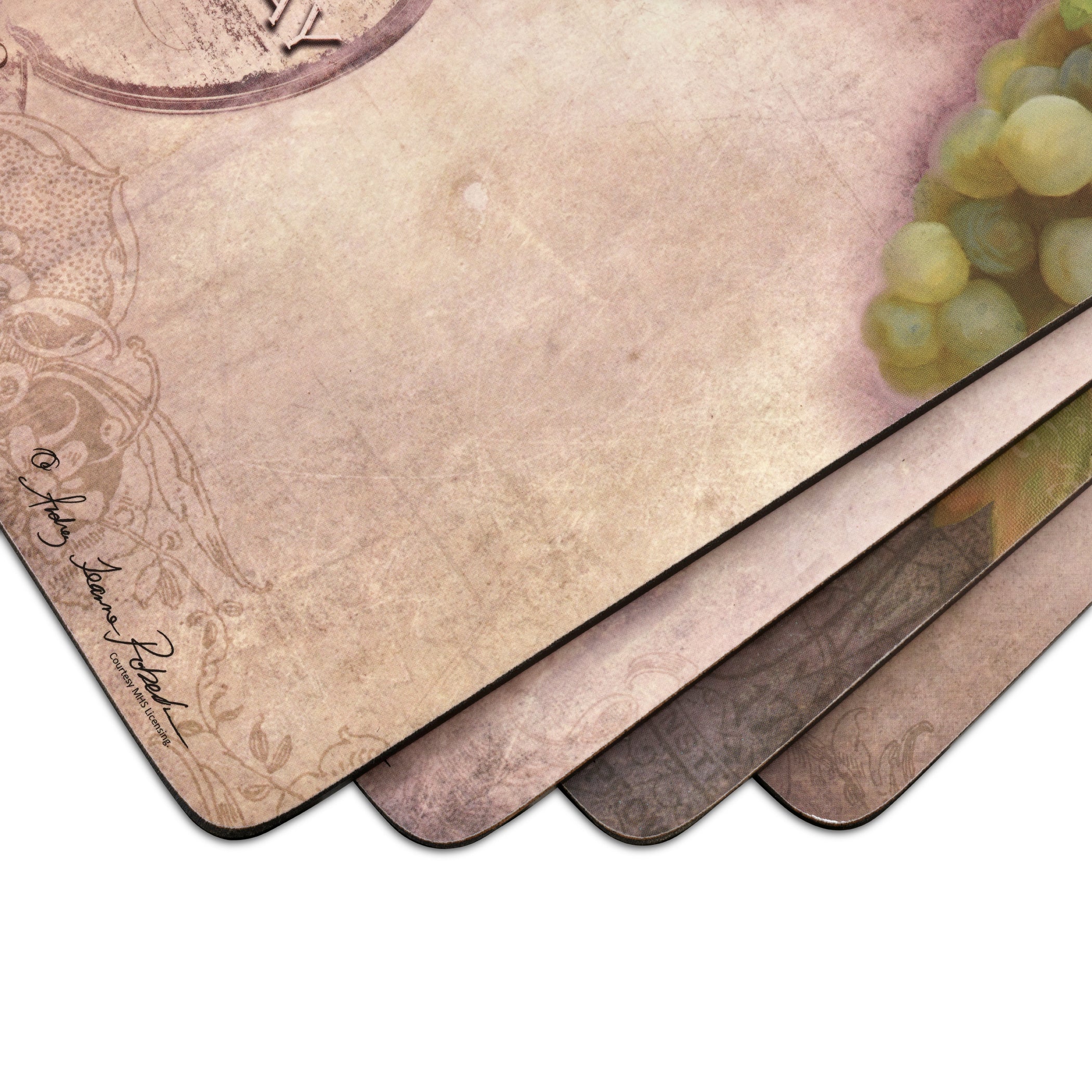 Tuscan Vineyard Cork Bottom Hard Placemats – Set of 4