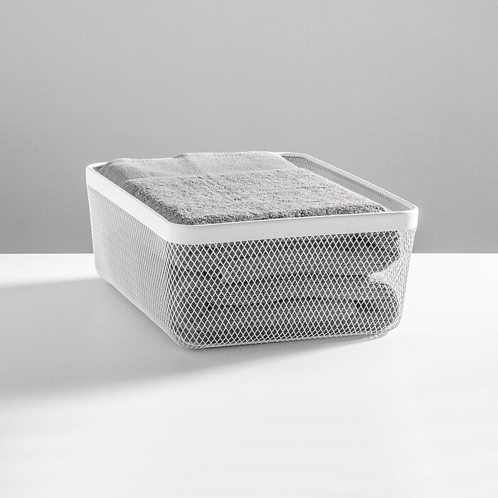 mDesign Wire Mesh Basket – White – 16" x 12” x 6"