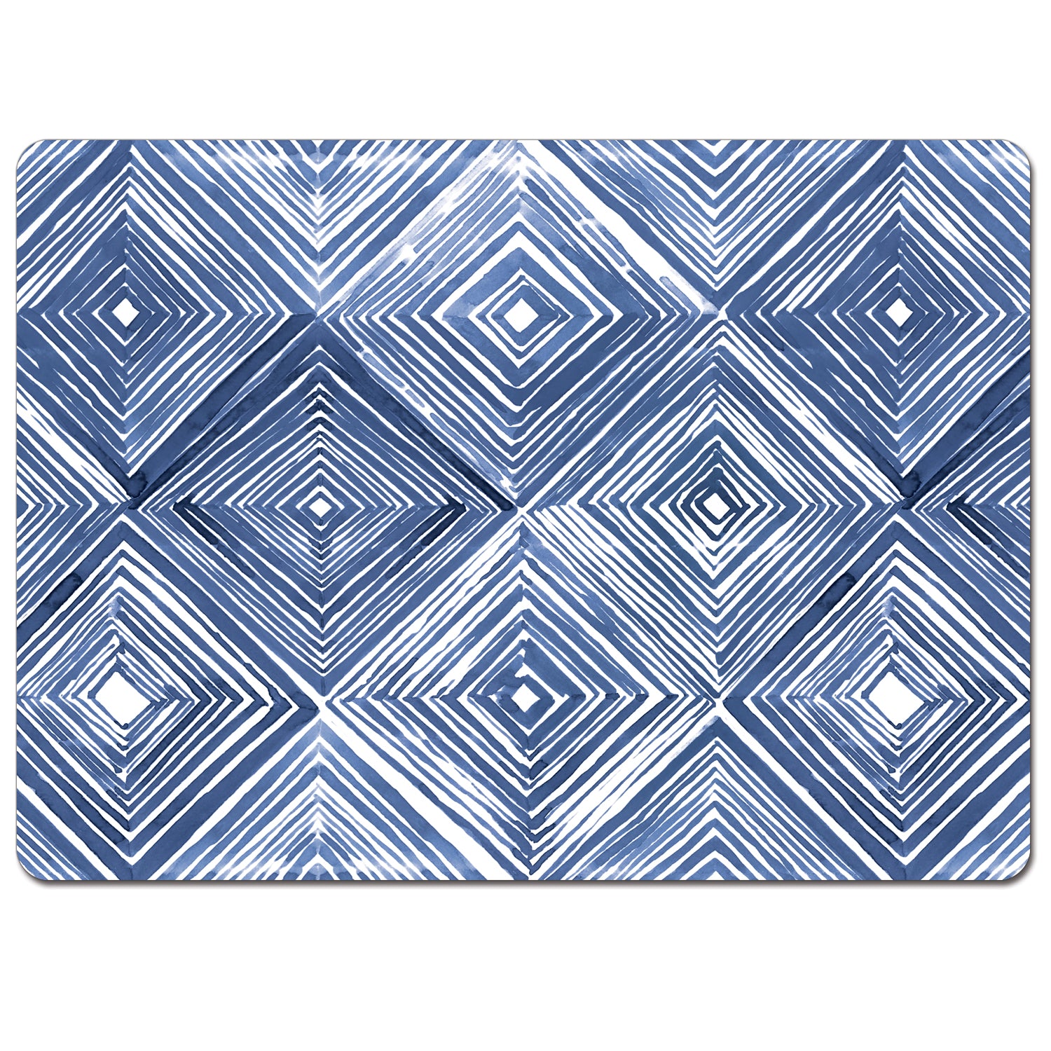 Highland Home Hardboard Cork-Backed Placemats – Indigo Diamond – Set of 4