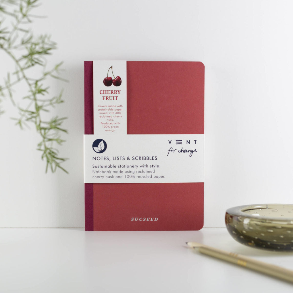 Recycled A6 SUCSEED Notebook – Cherry – 6" x 8" – 160 Pages